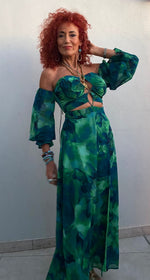 Load image into Gallery viewer, KARMA MAXI DRESS - GREEN FLORAL
