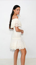 Load image into Gallery viewer, VIENA SMOKING DRESS WHITE
