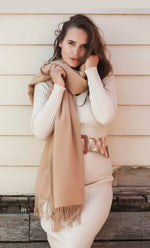 Load image into Gallery viewer, Desert Camel Oversized Cashmere Shawl
