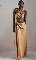 Load image into Gallery viewer, Maxi layered tied up skirt
