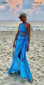 Load image into Gallery viewer, CRINKLE CUT OUT RING DRESS
