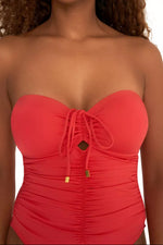 Load image into Gallery viewer, Cannes bandeau swimsuit coral
