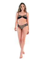 Load image into Gallery viewer, Andorema animal print black bikini  top
