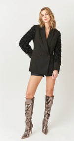 Load image into Gallery viewer, BROOKLYN BLACK TEXTURED DOUBLE BREASTED BLAZER
