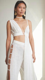 Load image into Gallery viewer, GAUZE ASYMMETRICAL BRALETTE AND TROUSERS
