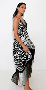 Load image into Gallery viewer, VIANCA ASIMETRIC LONG DRESS BLACK
