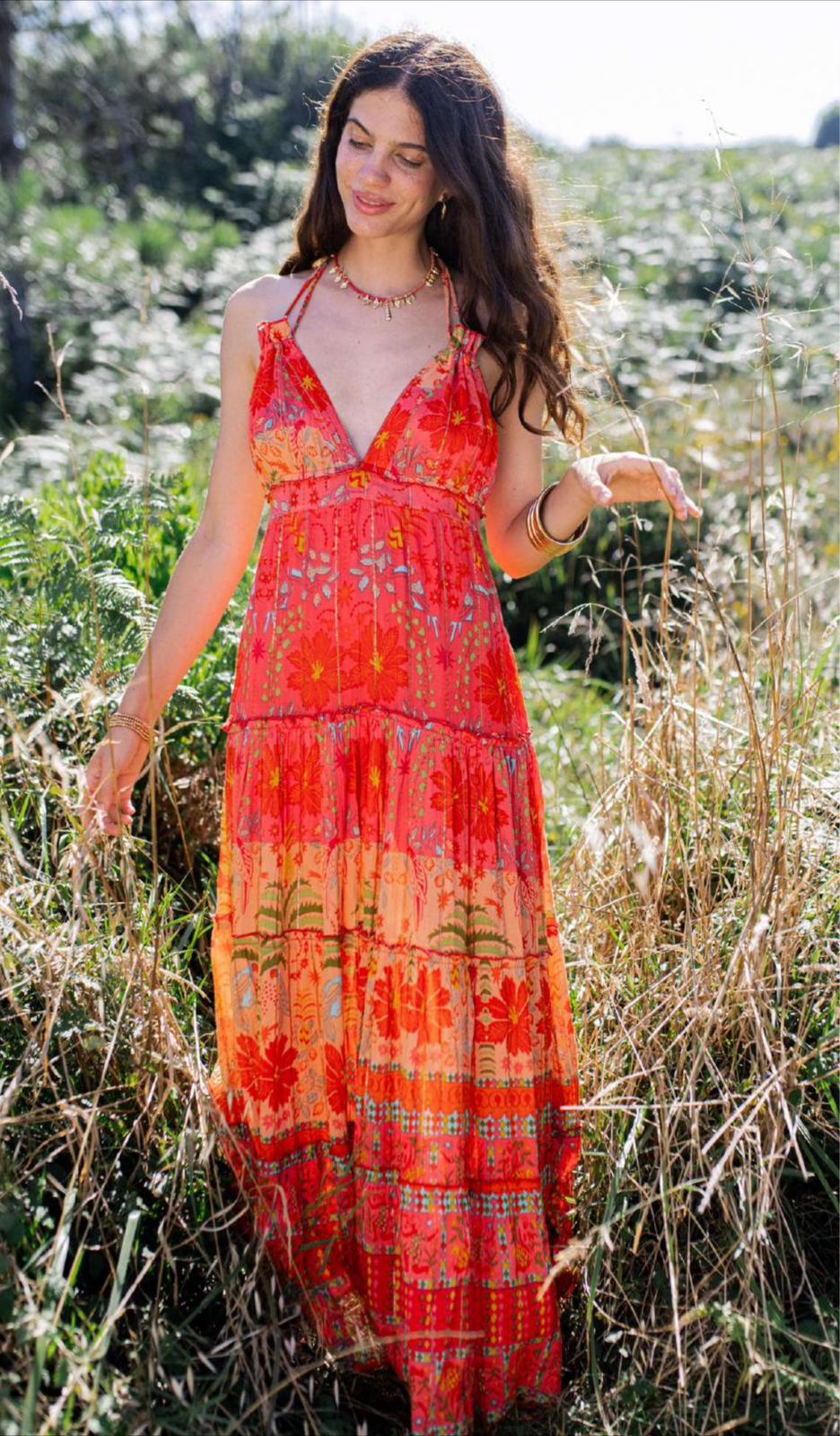 Mauricio Orange Long Dress