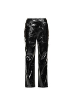 Load image into Gallery viewer, LUPE BLACK VINYL LEATHER METALLIC TROUSERS
