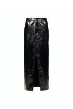 Load image into Gallery viewer, LUPE BLACK METALLIC LEATHER MAXI SKIRT

