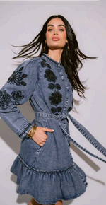 Load image into Gallery viewer, DENIM VESTIDO Short Dress
