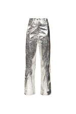 Load image into Gallery viewer, LUPE SILVER TEXTURED METALLIC TROUSERS
