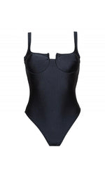 Load image into Gallery viewer, Crystal Black One piece Swimsuit
