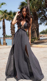 Load image into Gallery viewer, LONG SLEEVELESS GAUZE RING DRESS
