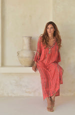 Load image into Gallery viewer, Hot Coral Kaftan
